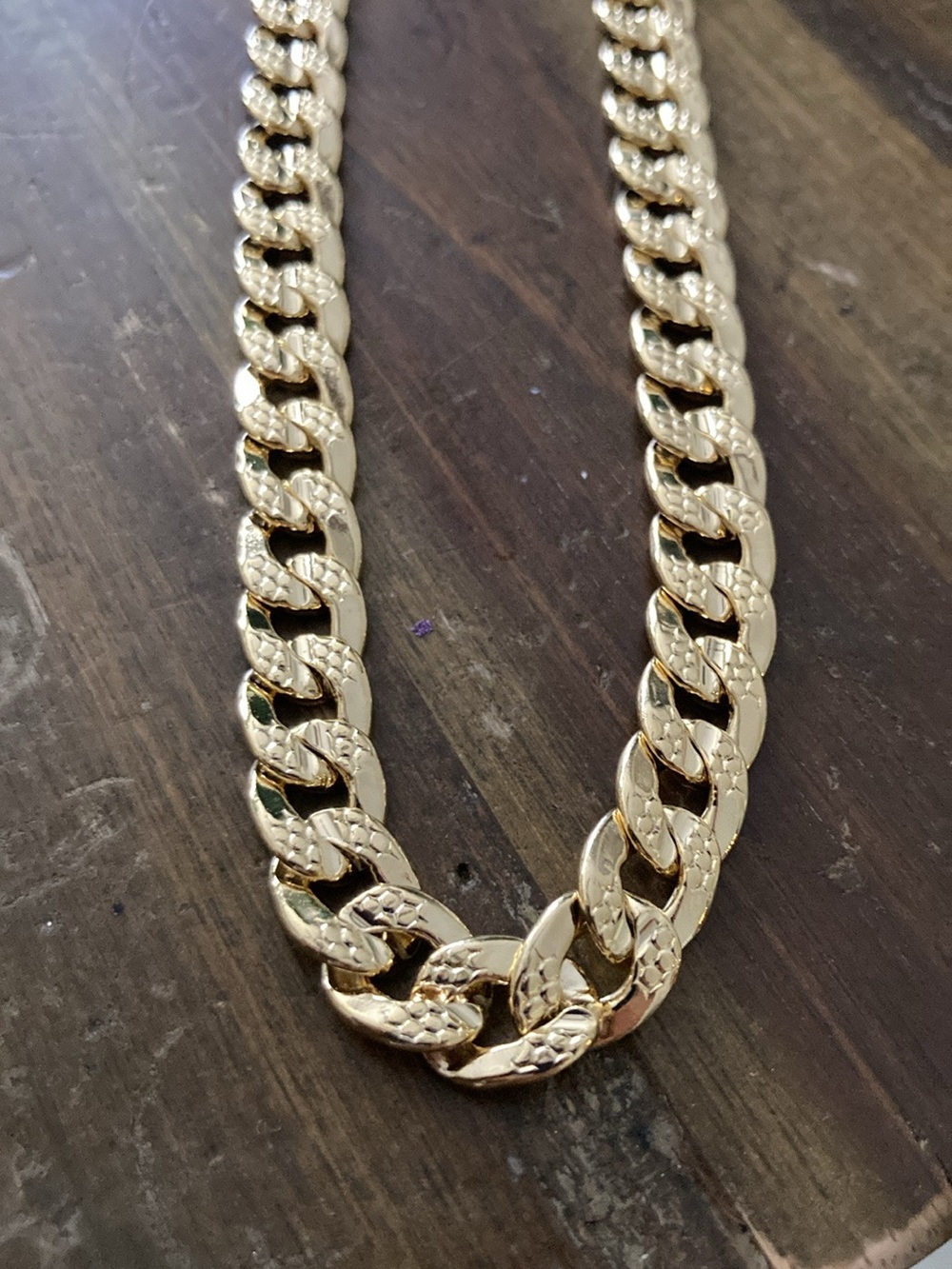 14k Gold filled princess cut Cuban Link Chain Necklace - Men's Jewelry